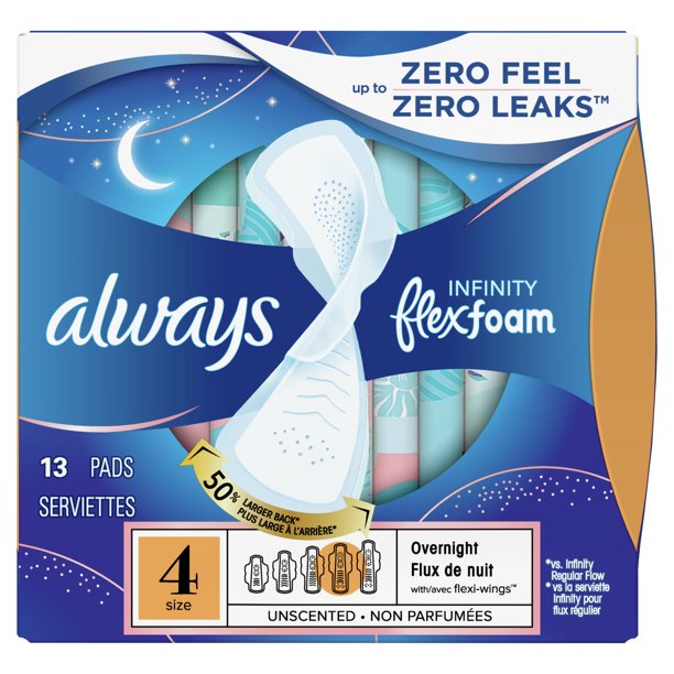 Always Infinity Overnight Pads 13ct – Locatel Health & Wellness