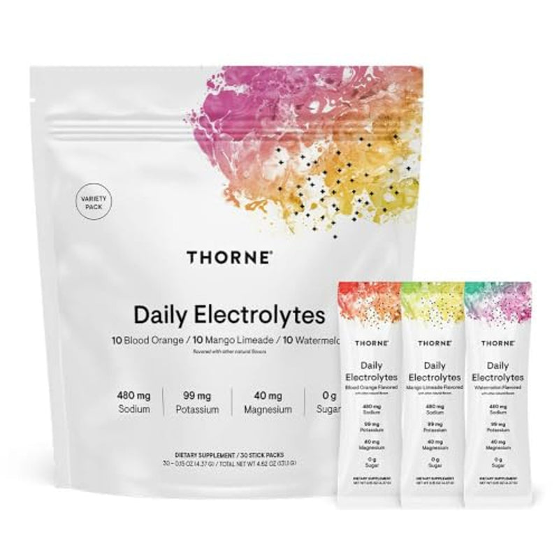 Thorne Daily Electrolytes Variety Flavors Drink Mix 30 Sticks