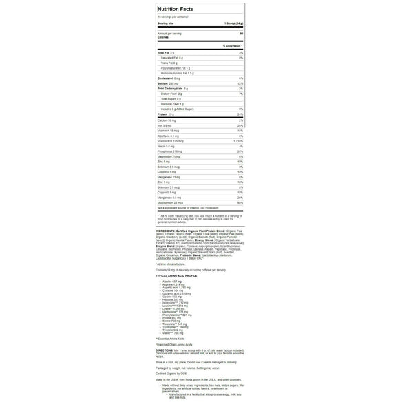 Garden of Life Organic Plant Protein Smooth Energy 9oz