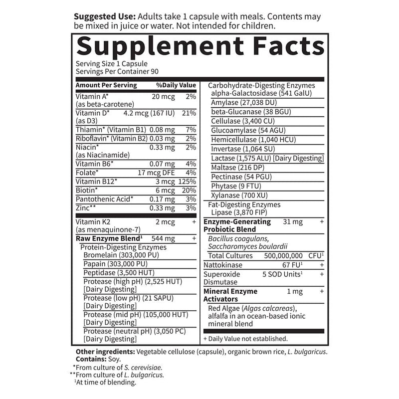 Garden of Life RAW Enzymes Probiotics Capsules for Women, Vegetarian, 90 Ct
