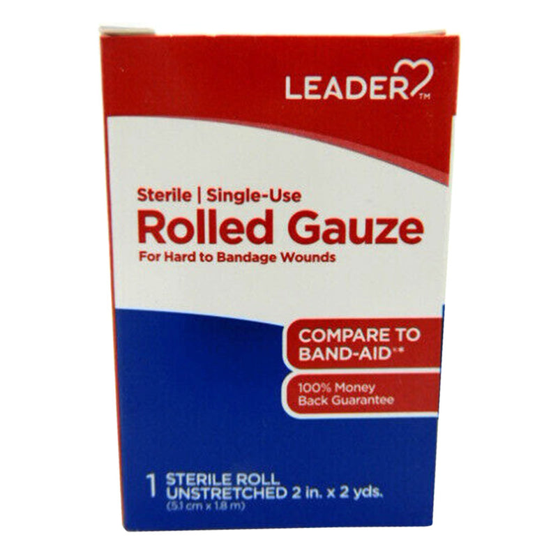 Leader Rolled Gauze 1 Roll 2" x 2 yd