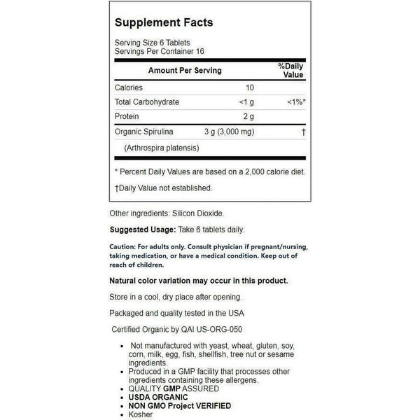 Now Spirulina 500mg 100 Tablets