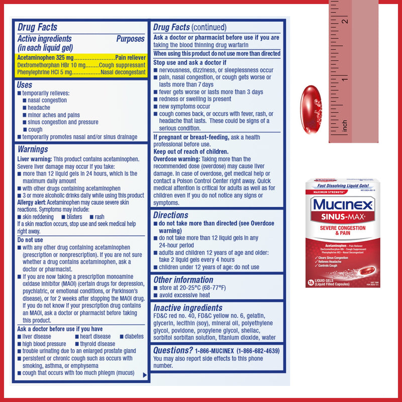 Mucinex Sinus-Max Congestion & Pain Liquidgels 16ct