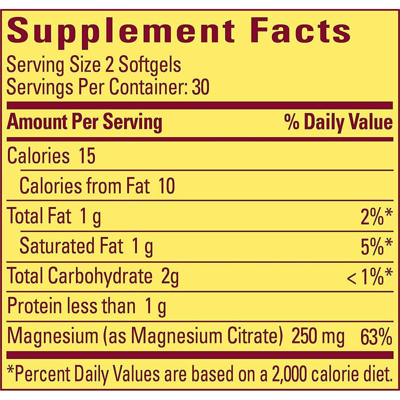 Naturaleza Hecha de citrato de magnesio 250mg Softgels 60ct