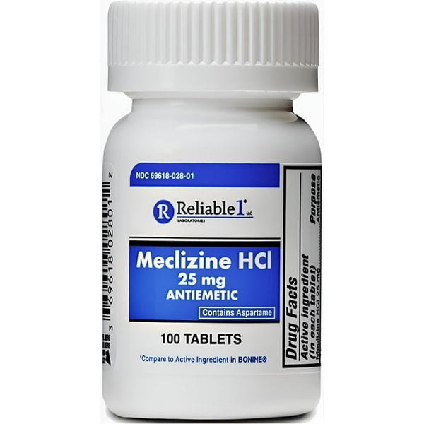 Reliable1 Meclizine HCI 25mg Tablets 100ct