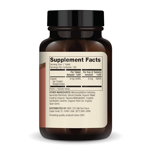 Dr. Mercola, Copper Bisglycinate, 180 Tablets (4 Mg per Tablet)