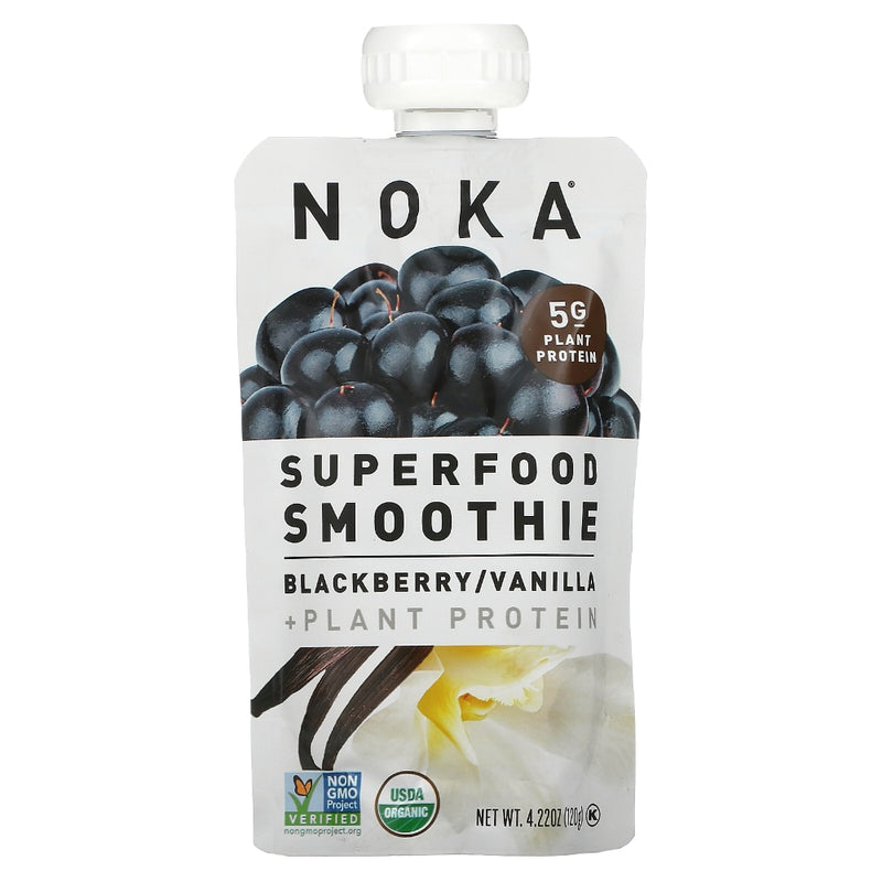 Noka, Superfood Smoothie + Prebiotic Fiber, Blackberry Vanilla, 4.22 Oz