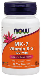 NOW Foods MK-7 Vitamin K-2 100 mcg, 60 Veg Capsules