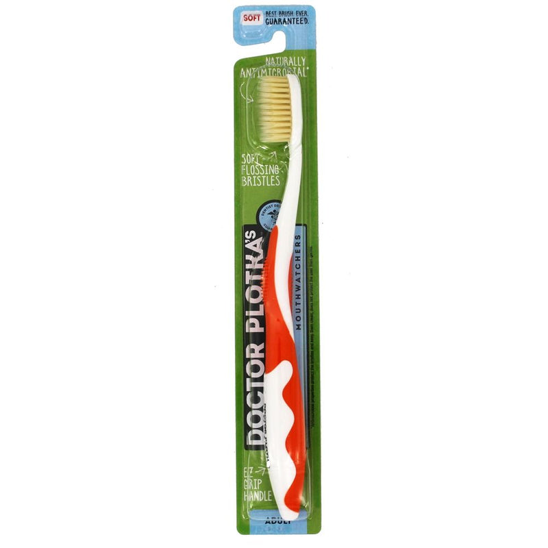Doctor Plotka's Mouth Watchers Adult Toothbrush, Soft Bristle, Orange, 1 Count