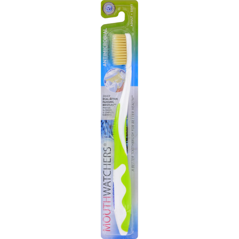 Doctor Plotka's Mouth Watchers Antimicrobial Adult Toothbrush, Soft Bristle, Green, 1 Count
