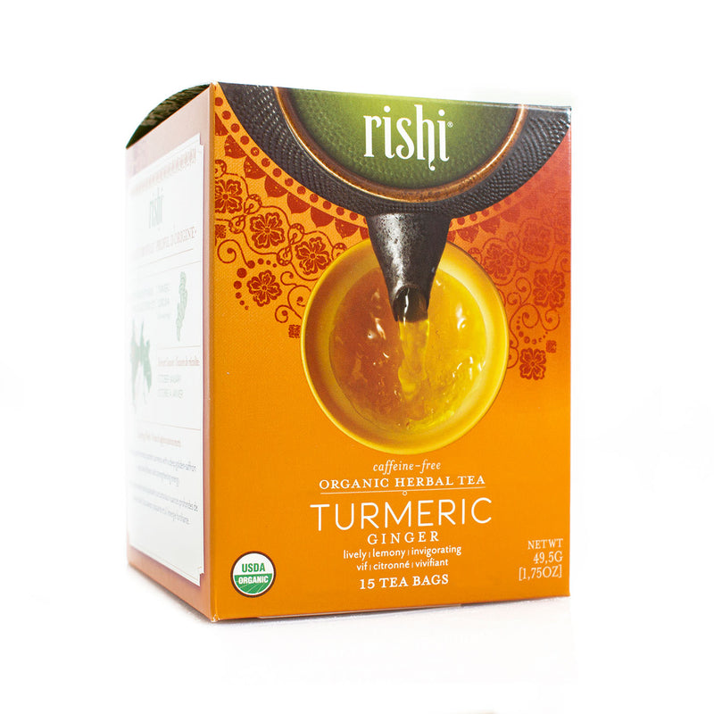 Rishi Tea, Organic Botanical Blend, Turmeric Ginger, Caffeine-Free, 15 Sachets, 1.64 Oz