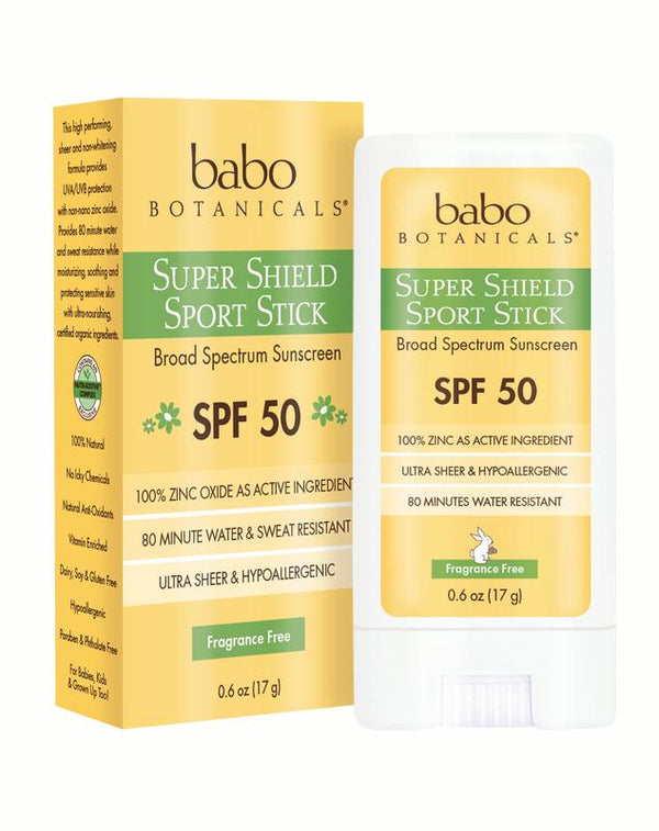 Babo Botanicals Super Shield Sunscreen Stick SPF 50, 0.6oz