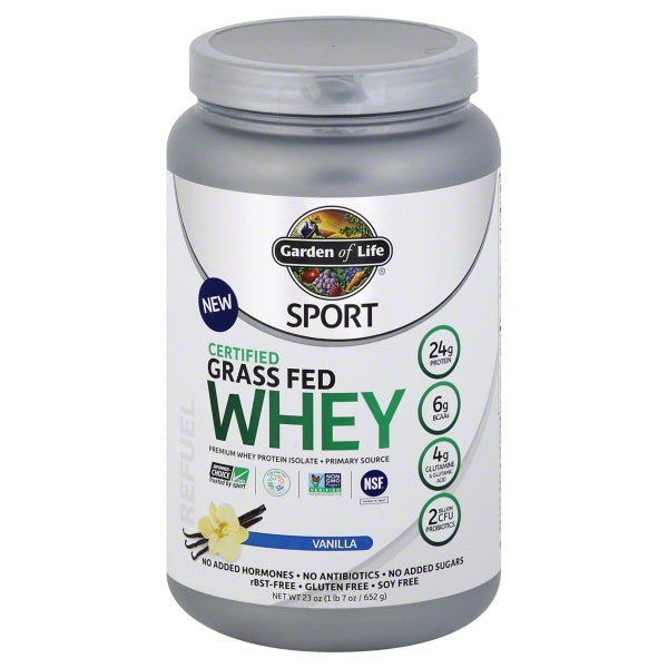 Garden of Life, Sport, Certified Grass Fed Whey, Vanilla, 1 Lb 7.28 Oz