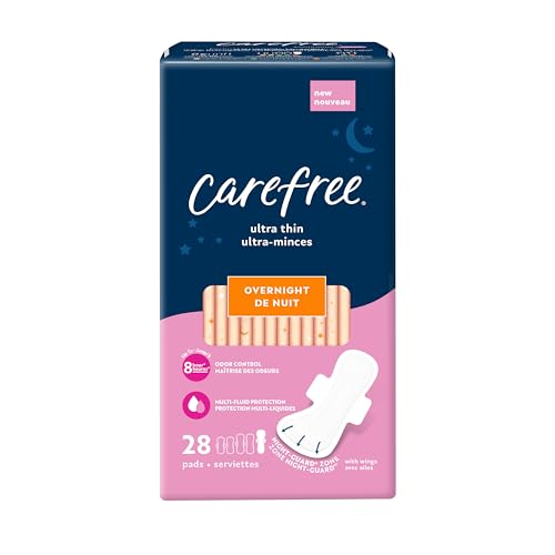 Carefree Ultra Thin Pads with Wings, Overnight, 28 CT