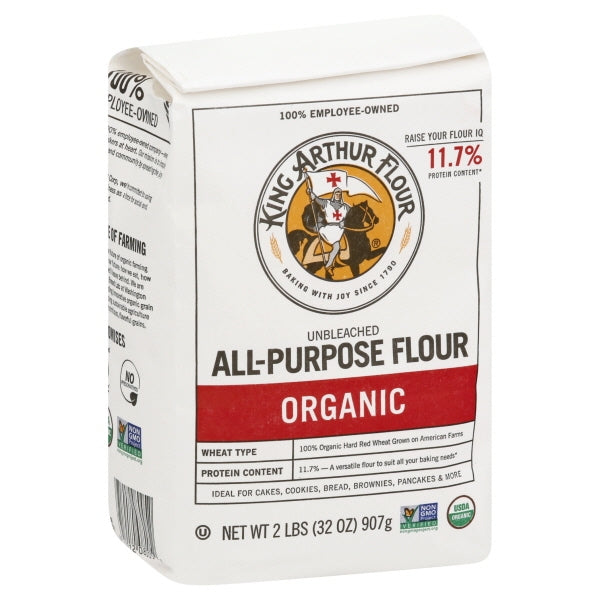 King Arthur Baking Company Non-GMO Organic Unbleached All Purpose Flour 2 Lb