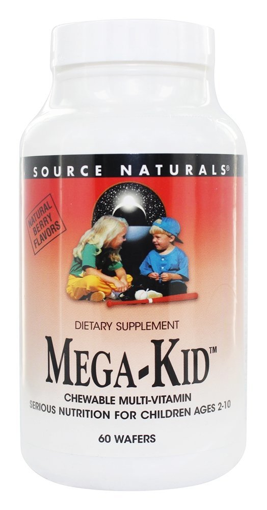Source Naturals, Mega-Kid, Chewable Multi-Vitamin, Ages 2-10, Natural Berry, 60 Wafers
