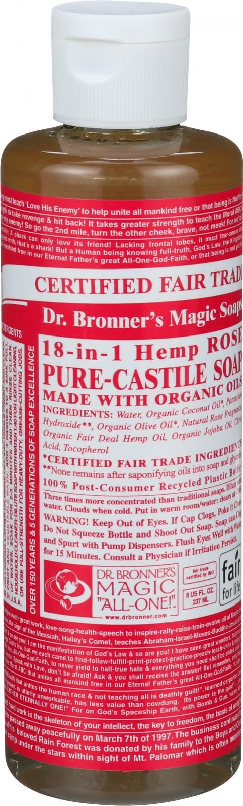 Dr. Bronner's Organic Pure Castile Liquid Soap Rose