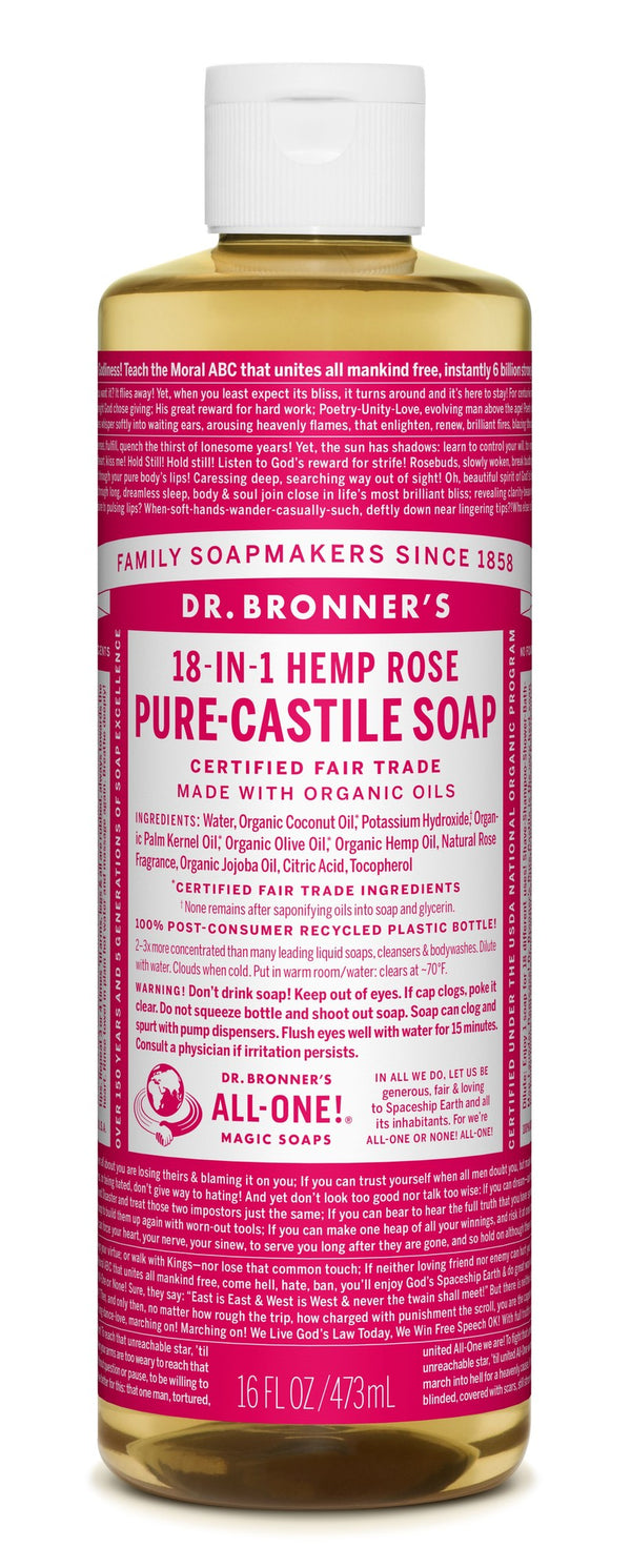Dr. Bronner's Organic Pure Castile Liquid Soap Rose