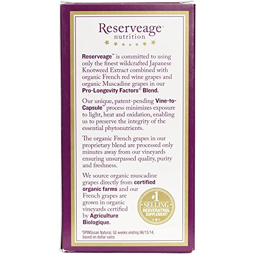 Reserveage Resveratrol 250 mg 60 Count