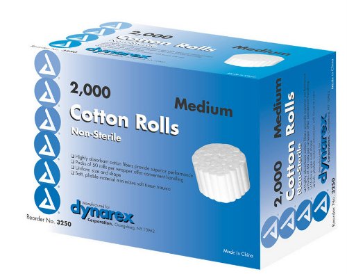 Dynarex Dental Cotton Rolls, 2000 Ct
