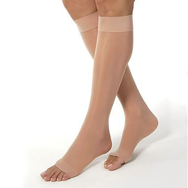Jobst UltraSheer 20-30 MmHg Firm Support Sun Bronze Large Regular Open Toe Regular Women UltraSheer Knee High - 119126
