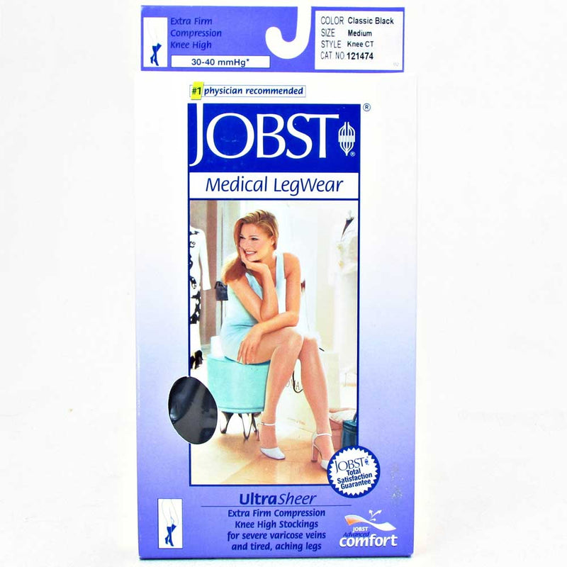 JOBST UltraSheer Women's Knee High 121507, 20-30 mmHg, Closed Toe, Classic Black, X-Large Regular