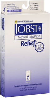 JOBST Relief Knee High Compression Stockings, 30-40 mmHg, Open Toe, Beige, Medium