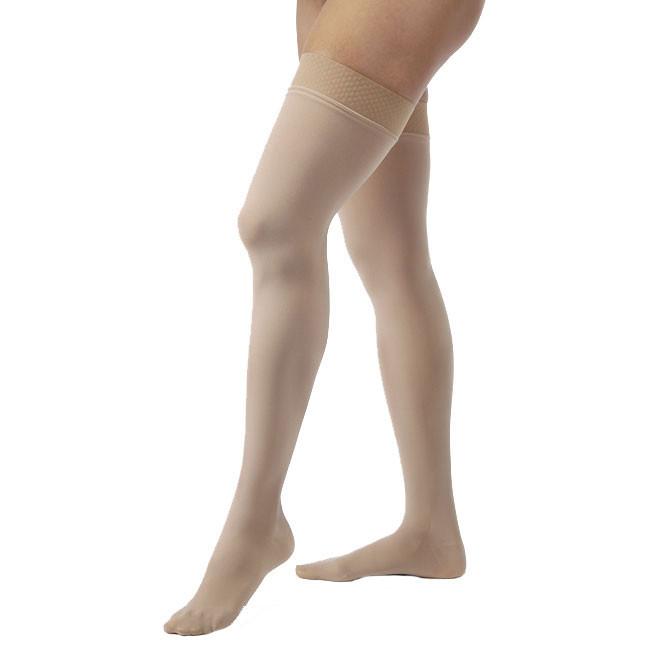JOBST Opaque Thigh High Compression Stockings – Closed Toe, Dot Band, Honey, 15-20 mmHg, Large Regular