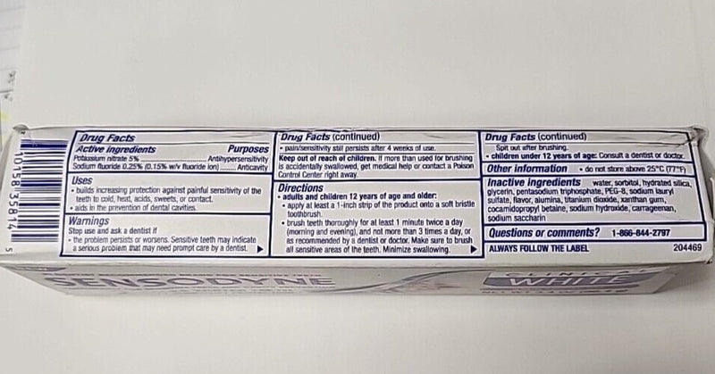 Sensodyne Clinical White Toothpaste 3.4 Oz, Mint Flavor