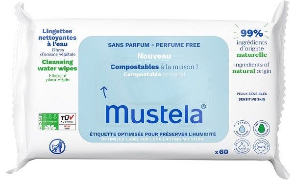 Mustela Compostable Cleansing Water Wipes