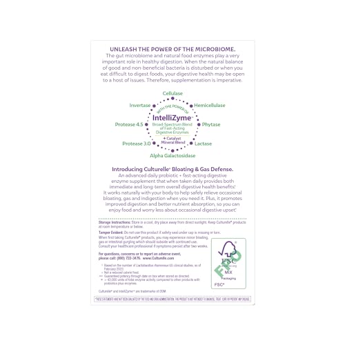 Culturelle Bloating & Gas Defense Capsules, 30 ct
