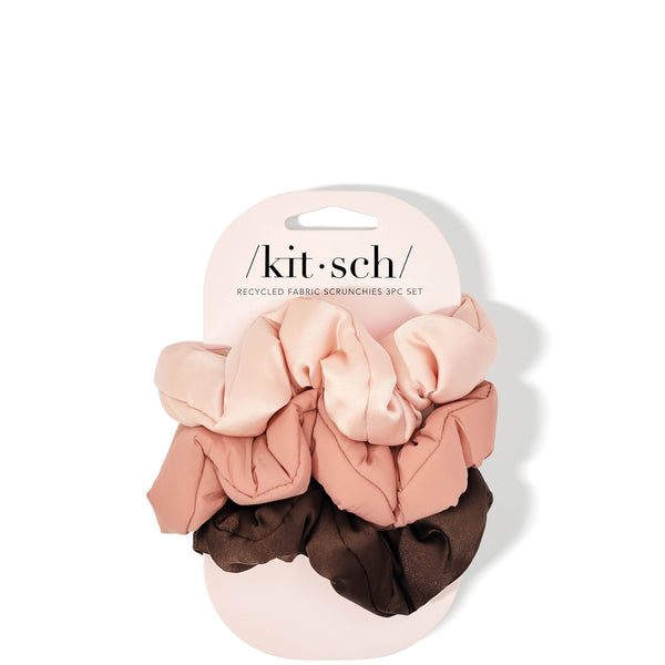 Kitsch Recycled Fabric Puffy Hair Scrunchies Rosewood