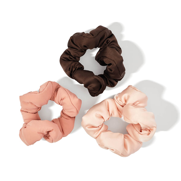 Kitsch Recycled Fabric Puffy Hair Scrunchies Rosewood