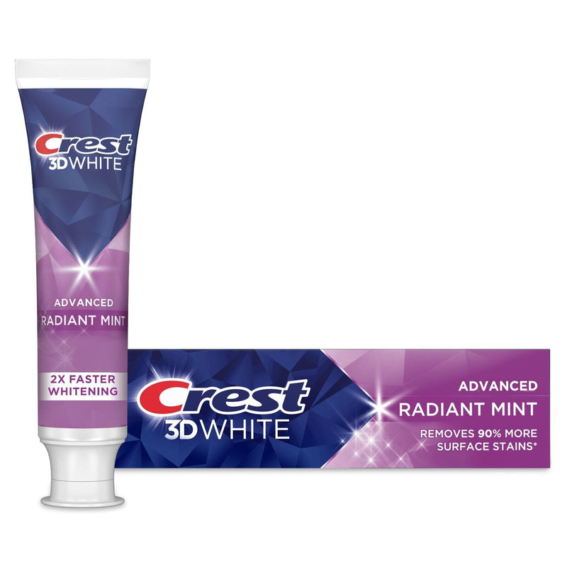 Crest 3D White Fluoride Anticavity Whitening Toothpaste, Radiant Mint, 2.4 OZ