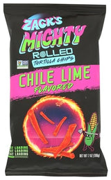Zack's Mighty, Chile Lime Rolled Tortilla Chips, 7 Oz