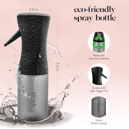 Kitsch Spray Bottle for Hair Continuous Ultra Fine Mist 150ml Black