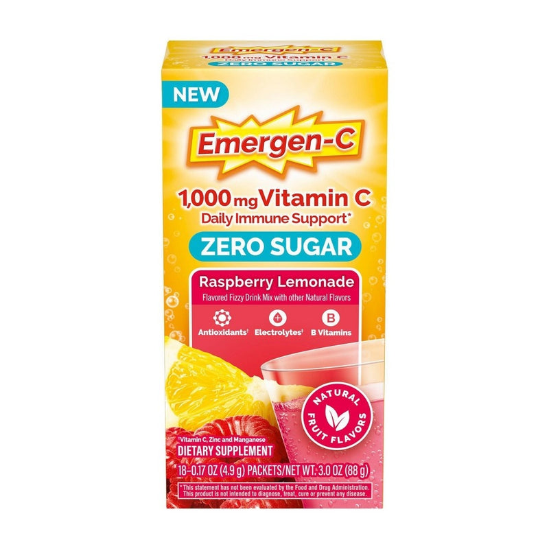 Emergen-C Zero Sugar Raspberry Lemonade Vitamin Packet - Raspberry Lemonade - 3oz/18ct