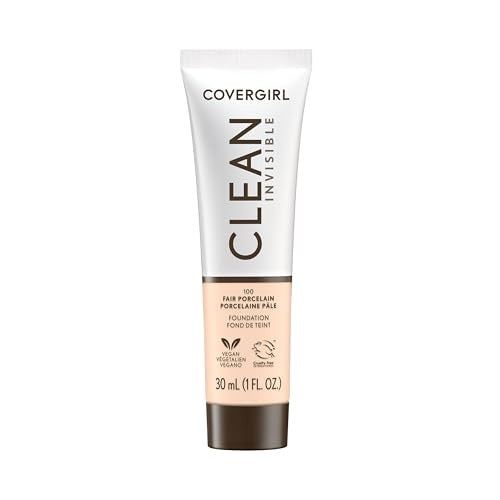 Covergirl Clean Invisible, Foundation, Blendable Formula, Buildable Coverage, Lightweight, Natural Finish, Non-Comedogenic 30ml