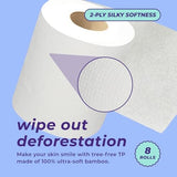 Bim Bam Boo Bamboo Toilet Paper 2 Ply - 8 Double Rolls, 320 Sheets per Roll