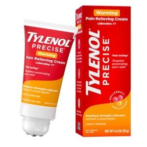 Tylenol Precise Warming Pain Reliever Cream, Maximum Strength 4% Lidocaine Warming 4oz