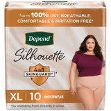Depend Silhouette Incontinence Underwear for Women, Maximum Absorbency, Pink, XL, 10 ct