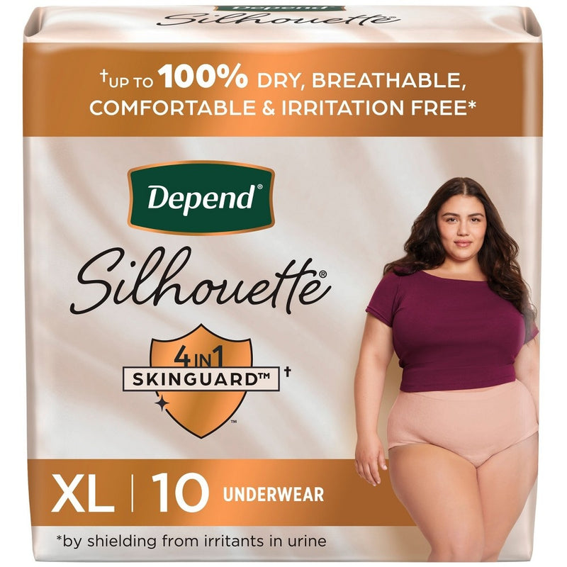 Depend Silhouette Incontinence Underwear for Women, Maximum Absorbency, Pink, XL, 10 ct