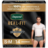 Depend Real Fit Incontinence Underwear for Men, Maximum Absorbency, Grey, S/M, 28 ct