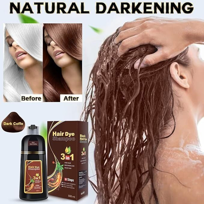 Meidu Hair Dye Color Shampoo 3 in 1 Natural Herb (Dark Brown) 500 ml