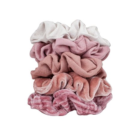 Kitsch Velvet Scrunchies Blush & Mauve 5pc