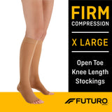 Futuro Firm Compression Knee Length Stockings, Open Toe, Beige, XL