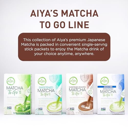 Aiya Japanese Sweetened Roasted Matcha To Go Sticks 8 Packets 3.38oz