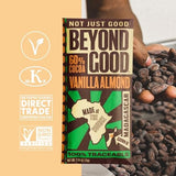 Beyond Good Chocolate Bars | Vanilla Almond Dark Chocolate | Organic, Direct Trade, Vegan, Non-GMO | Single Origin Madagascar Dark Chocolate