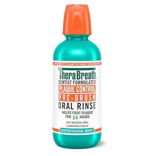 Therabreath Plaque Control Pre-Brush Oral Rinse, Refreshing Mint, 16 OZ