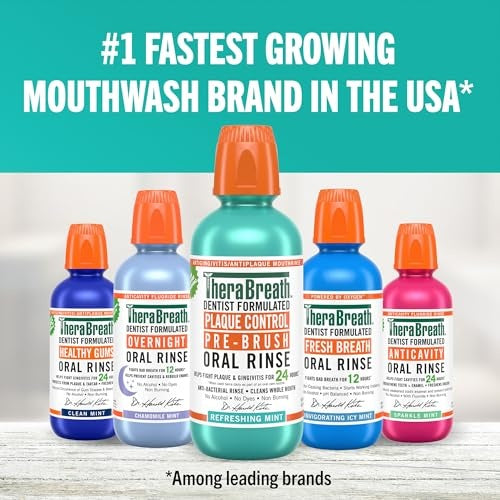 Therabreath Plaque Control Pre-Brush Oral Rinse, Refreshing Mint, 16 OZ